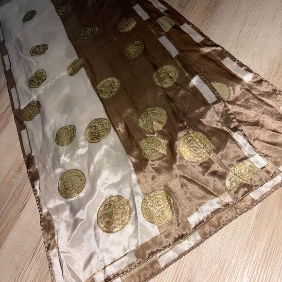 Vintage Anne Klein Silk Scarf with Gold Accents - Picture 8 of 9